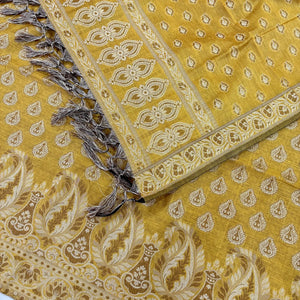 Mustard Surahi Buti Cotton Silk Banarasi Suit