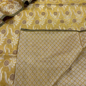 Mustard Yoga Jaal Cotton Silk Banarasi Suit