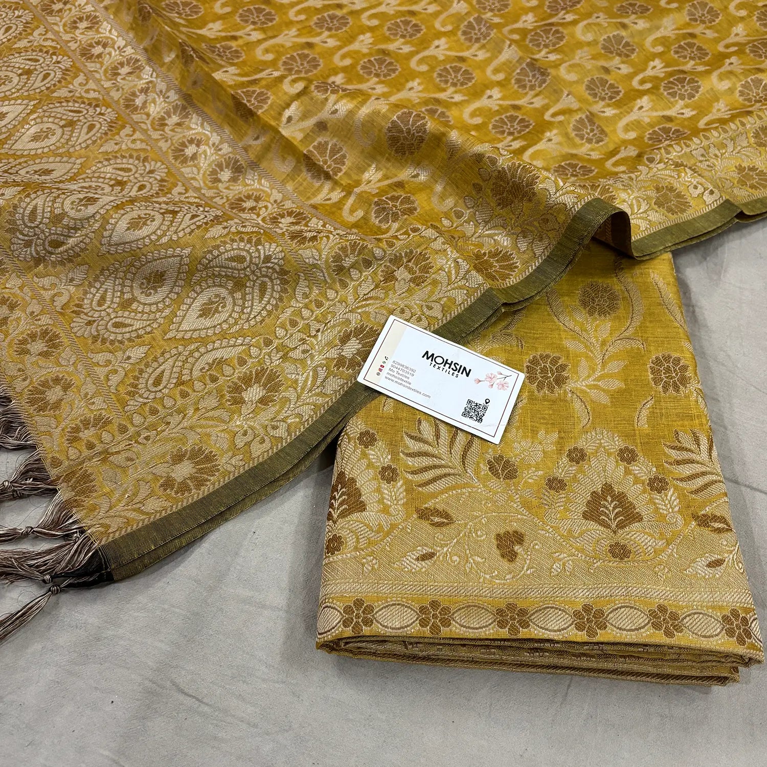 Mustard Yoga Jaal Cotton Silk Banarasi Suit