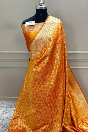 Mustard Zari Banarasi Silk Saree