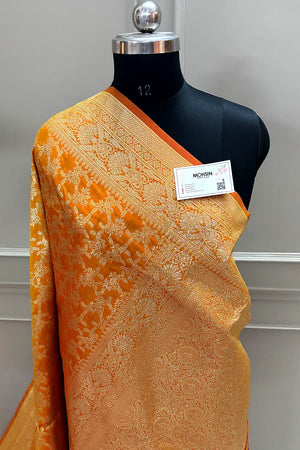 Mustard Zari Banarasi Silk Saree