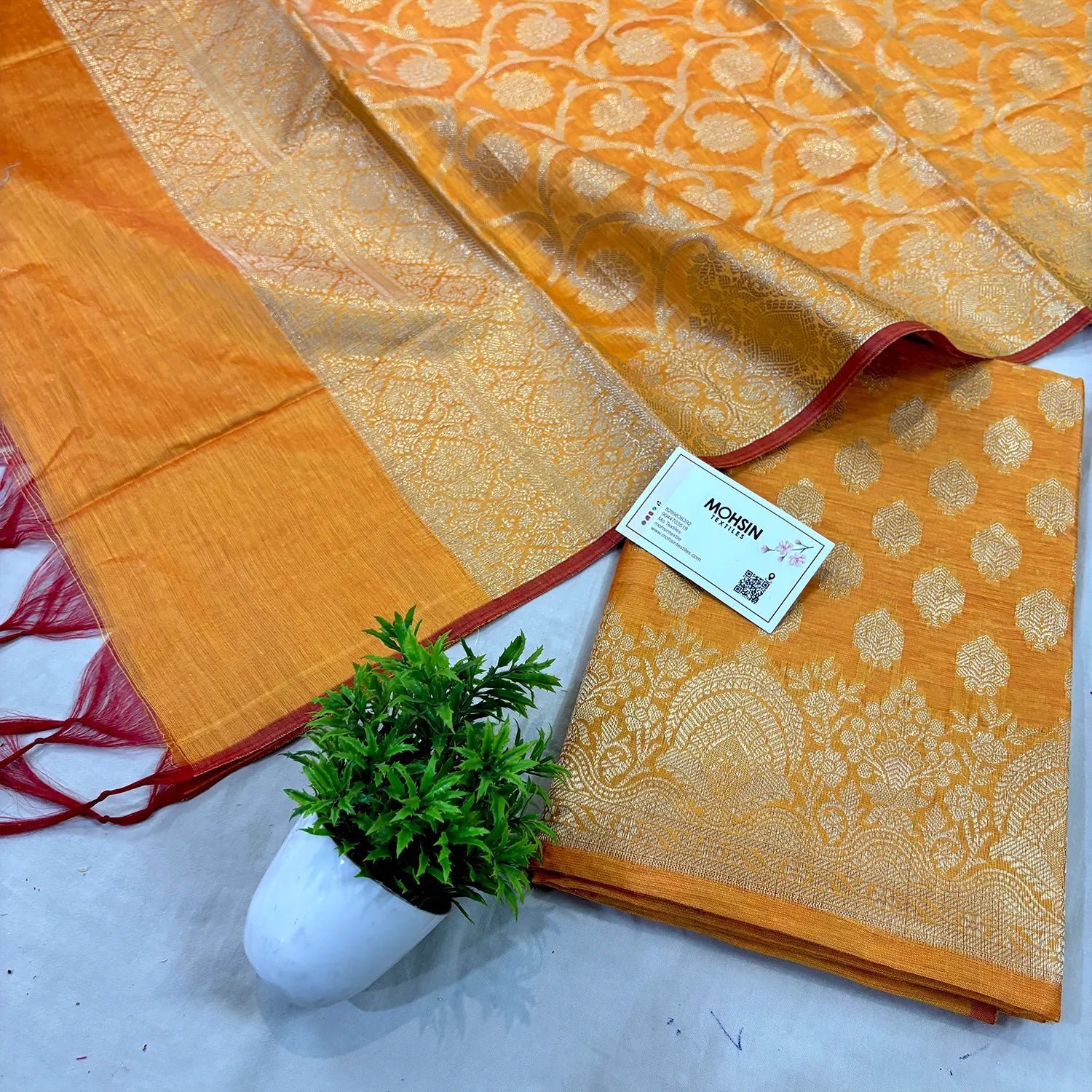 Mustard Persian Buti Banarasi Silk Suit