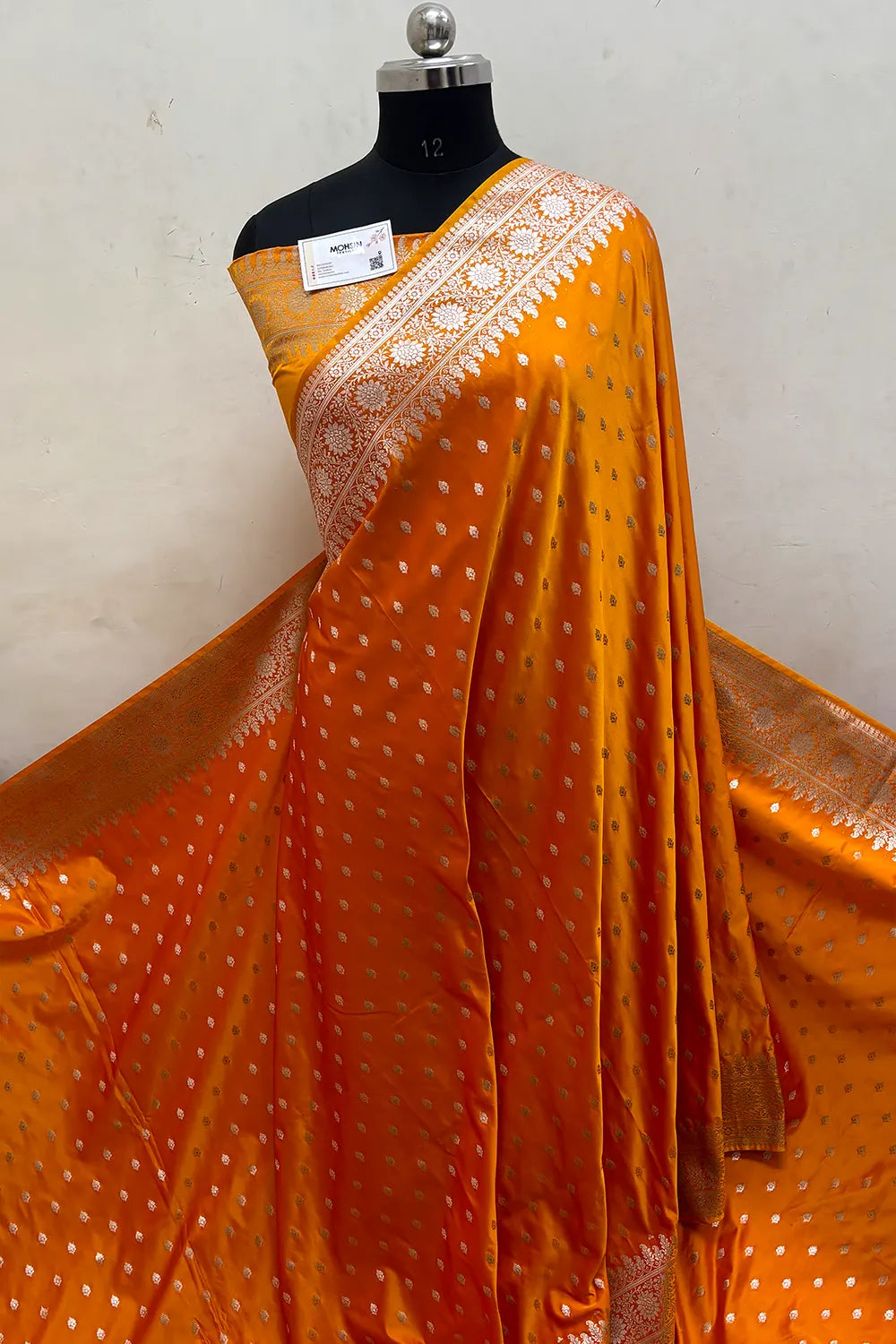 Mustard Zari Katan Mashru Silk Banarasi Saree