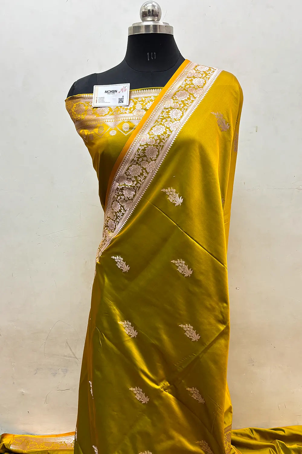 Mustard Zari Katan Mashru Silk Banarasi Saree