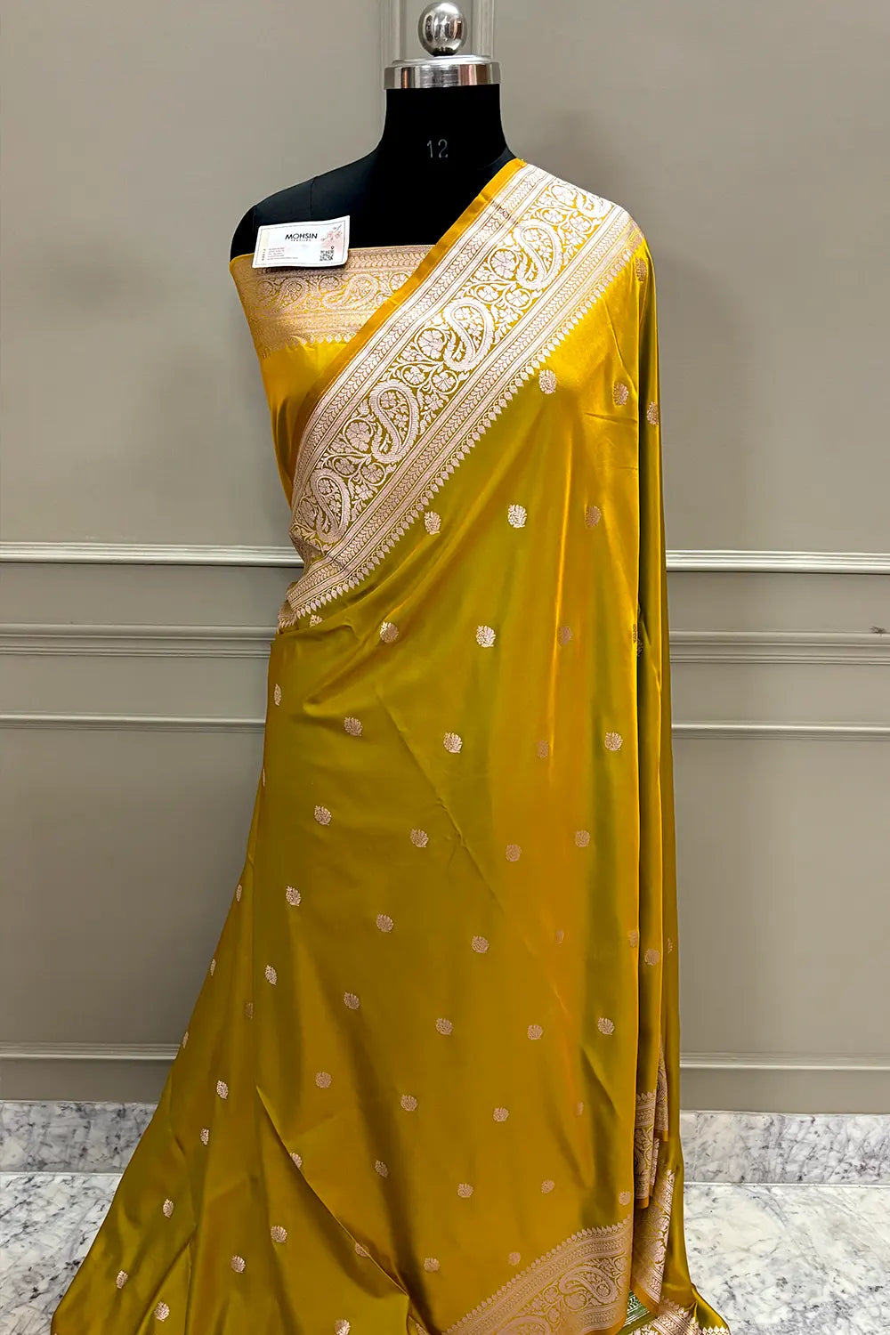 Mustard Zari Katan Silk Banarasi Saree