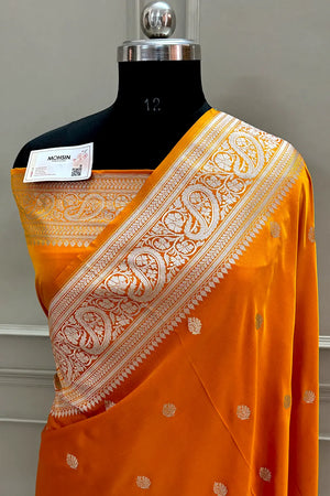 Mustard Zari Katan Silk Banarasi Saree