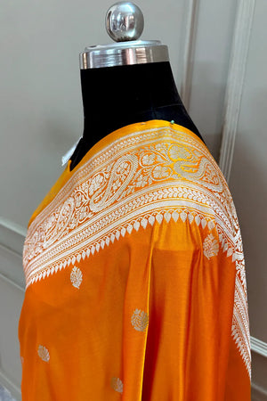 Mustard Zari Katan Silk Banarasi Saree