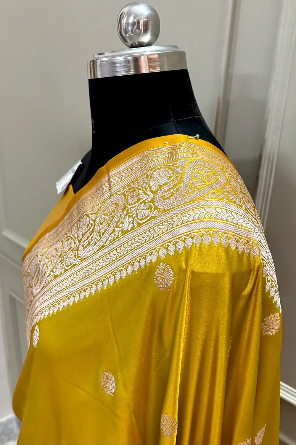 Mustard Zari Katan Silk Banarasi Saree