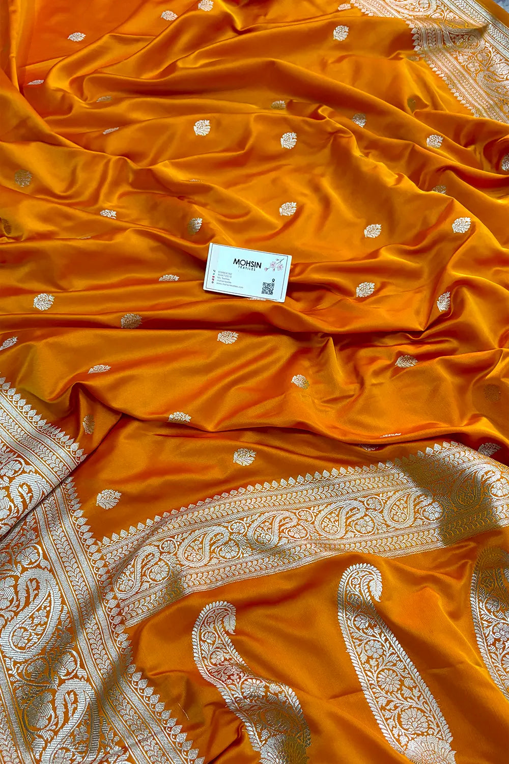 Mustard Zari Katan Silk Banarasi Saree