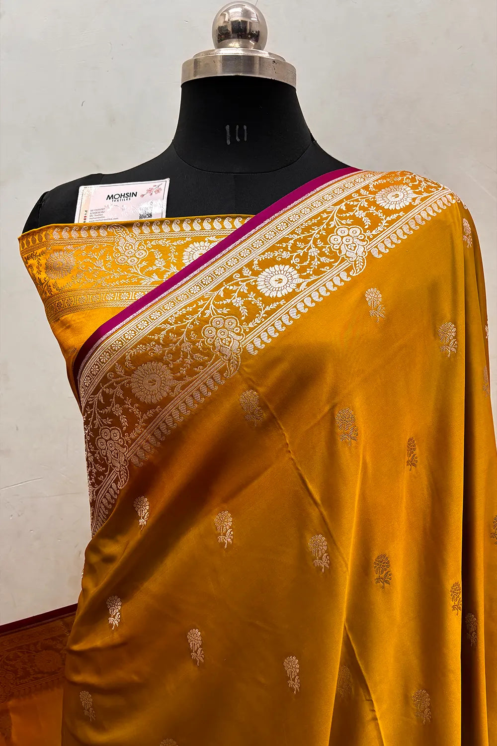 Mustard Zari Katan Silk Banarasi Saree