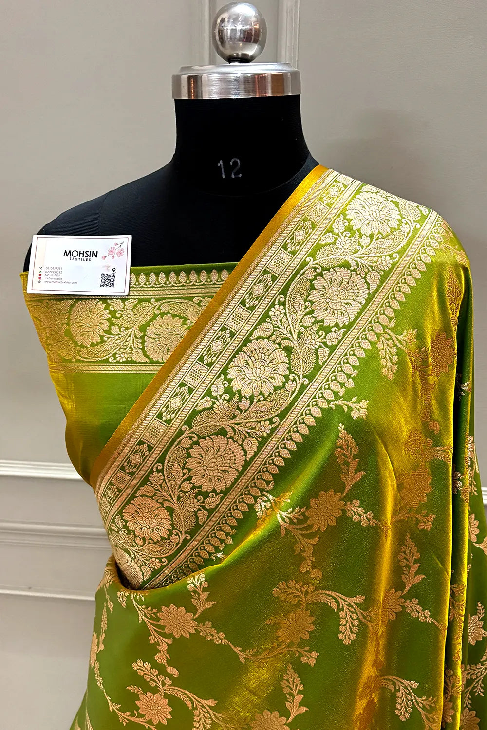 Mustard Zari Katan Satin Silk Banarasi Saree