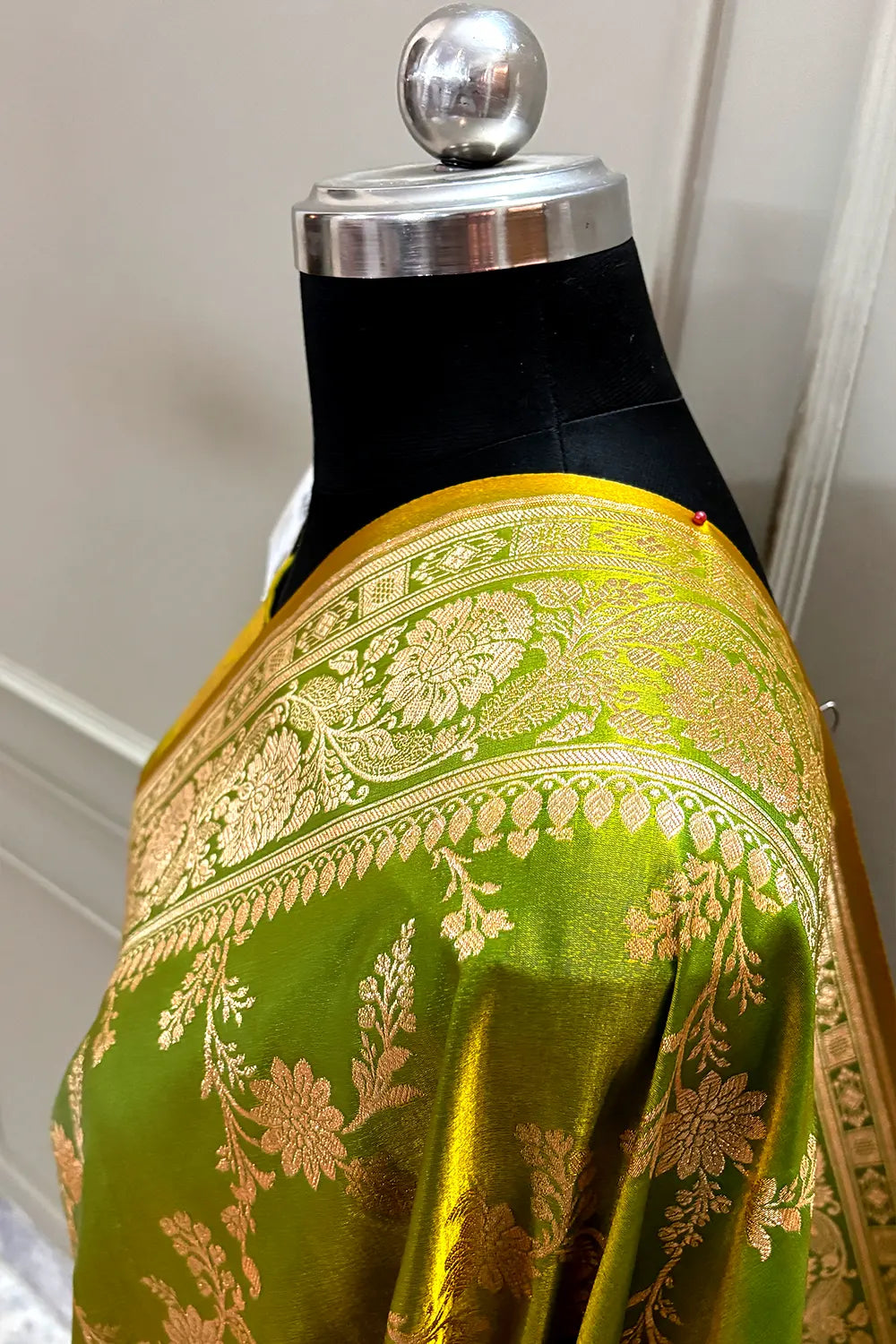 Mustard Zari Katan Satin Silk Banarasi Saree