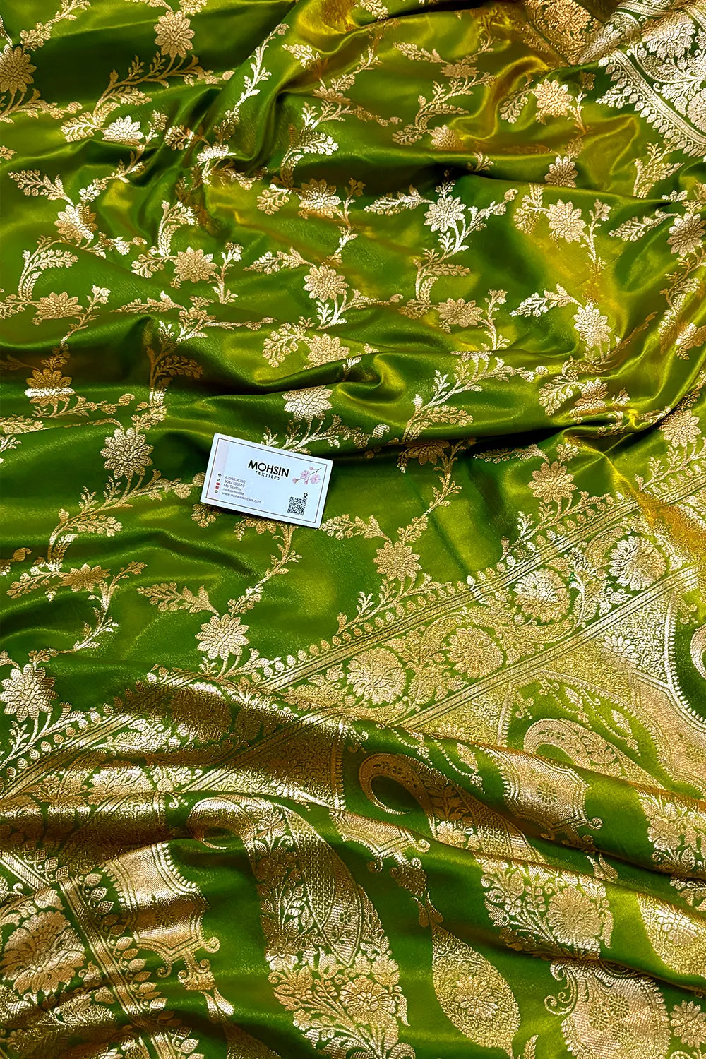 Mustard Zari Katan Satin Silk Banarasi Saree