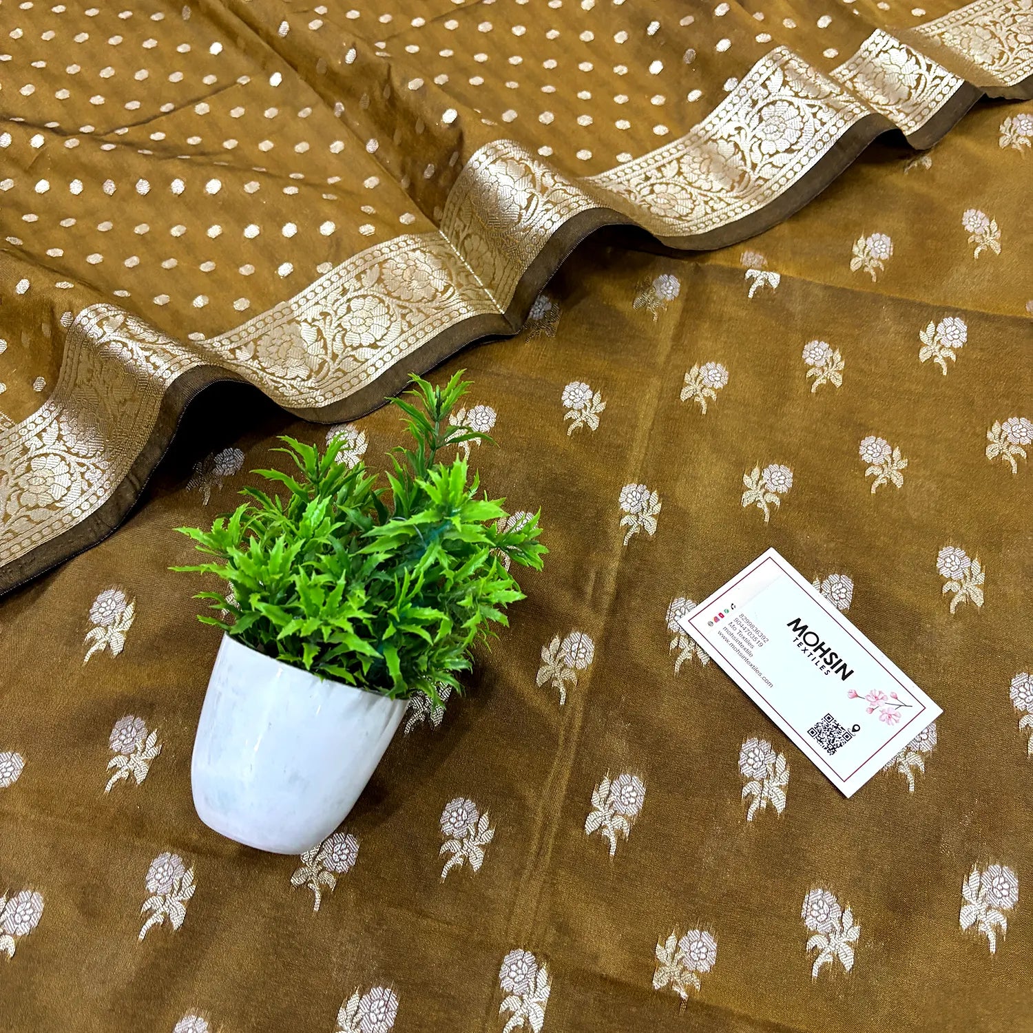 Mustard Zari Katan Silk Banarasi Suit