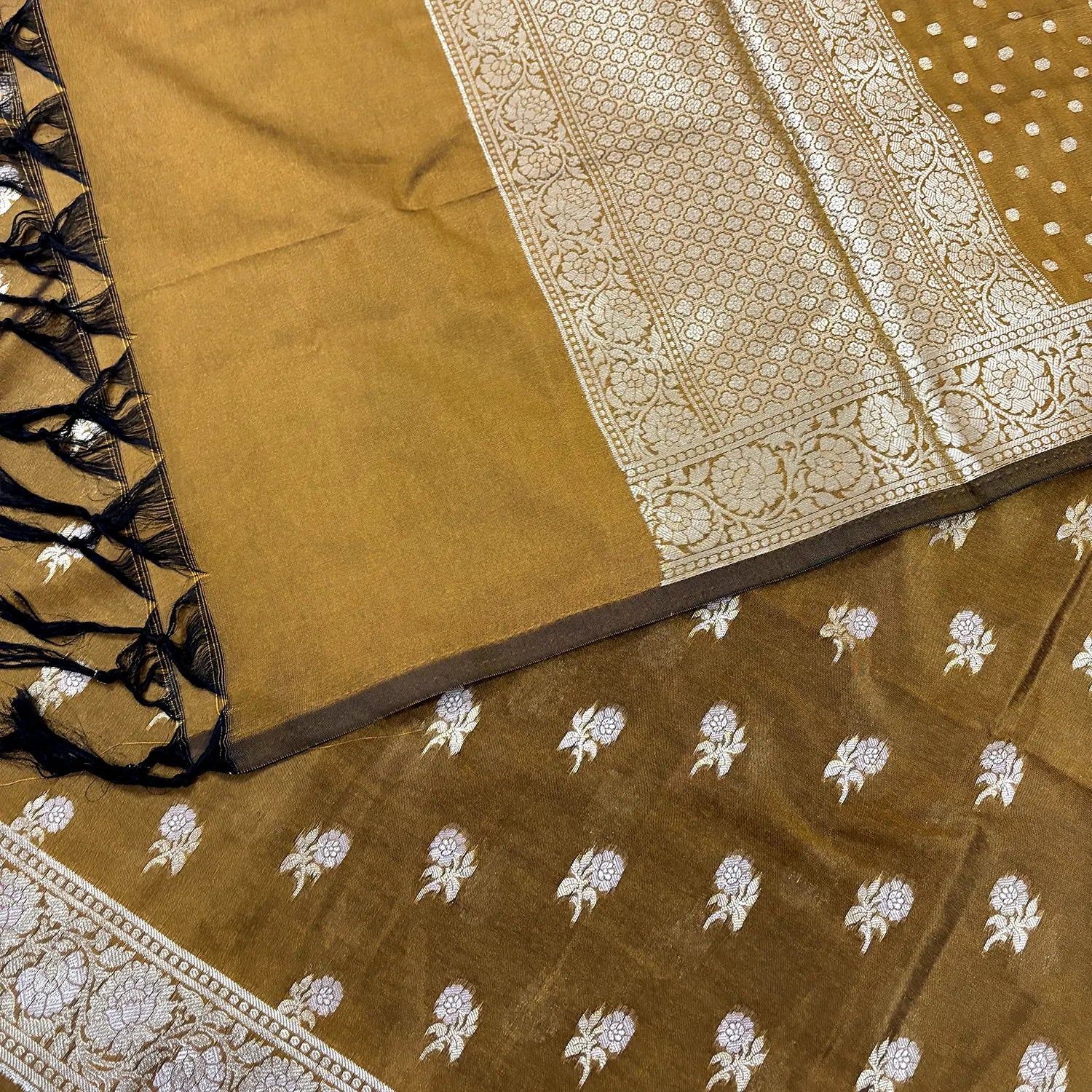 Mustard Zari Katan Silk Banarasi Suit