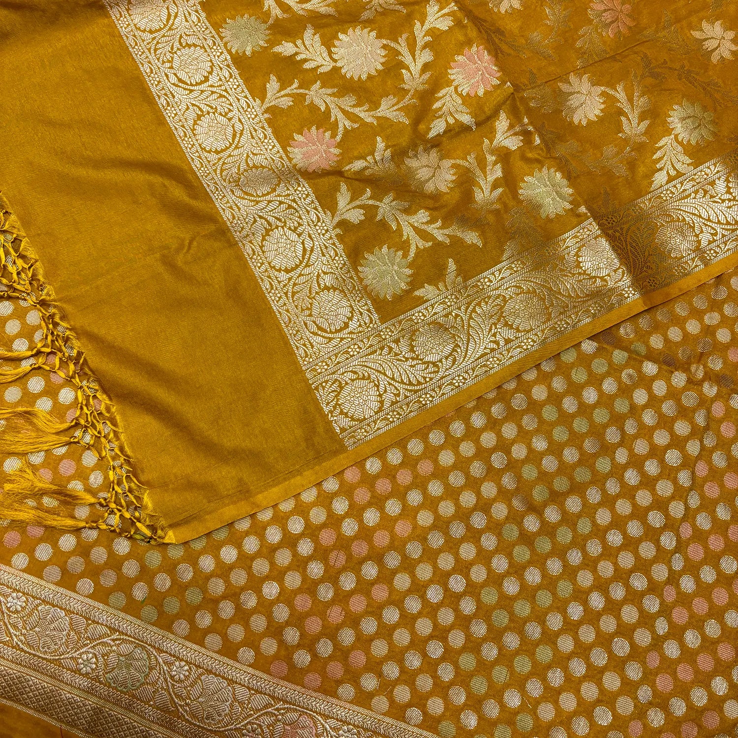 Mustard Zari Katan Silk Banarasi Suit