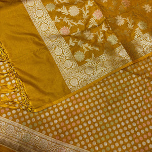 Mustard Zari Katan Silk Banarasi Suit