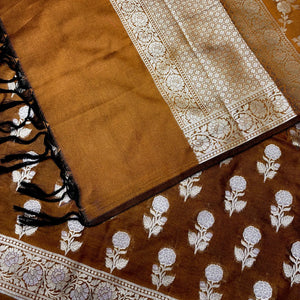 Mustard Zari Katan Silk Banarasi Suit