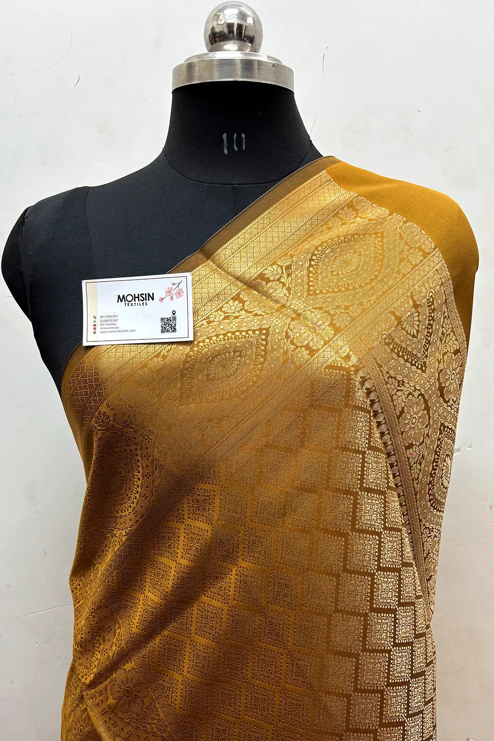 Mustard  Zari Semi Katan Silk Banarasi Saree