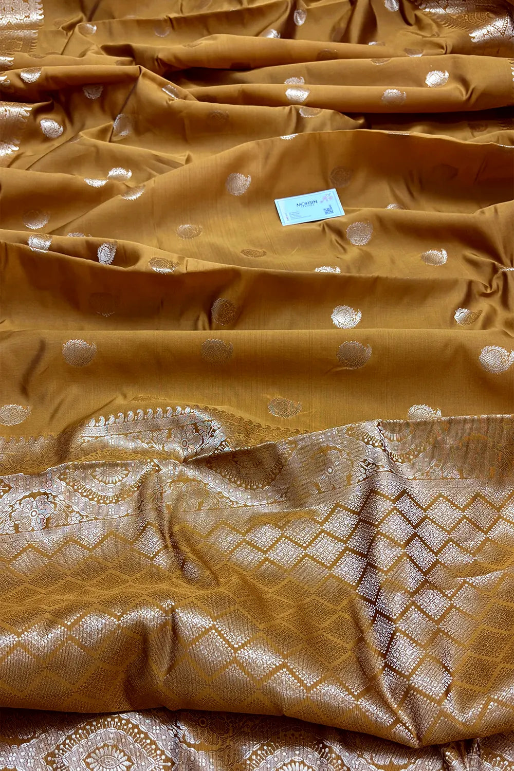 Mustard  Zari Semi Katan Silk Banarasi Saree