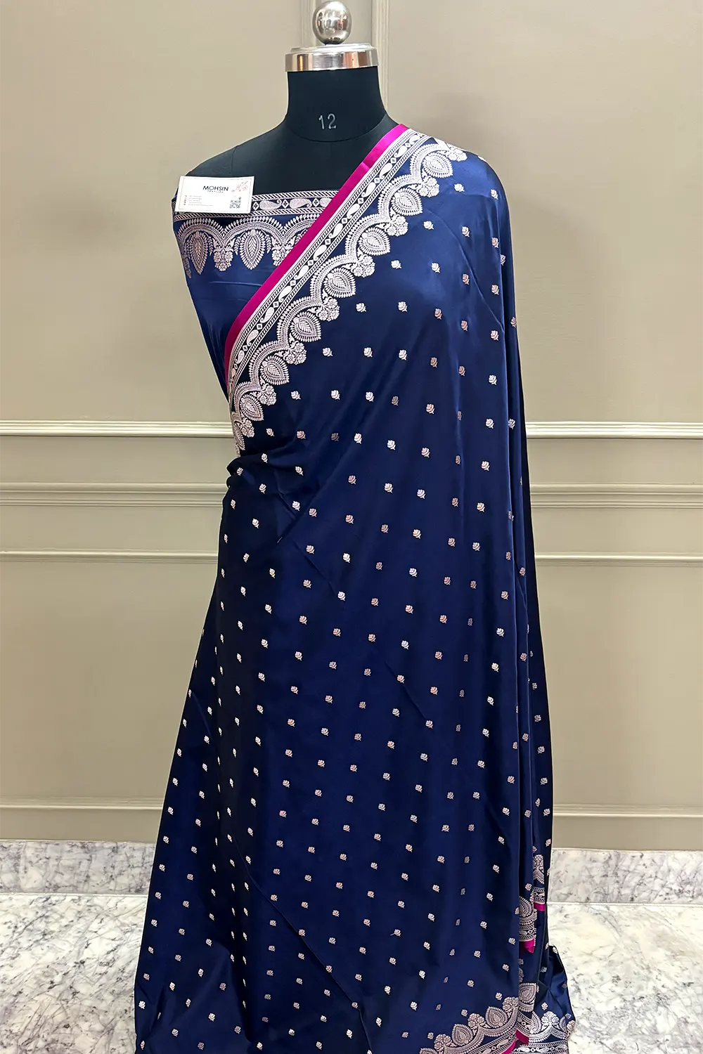 Navy Blue Jadi Buti Katan Silk Banarasi Saree