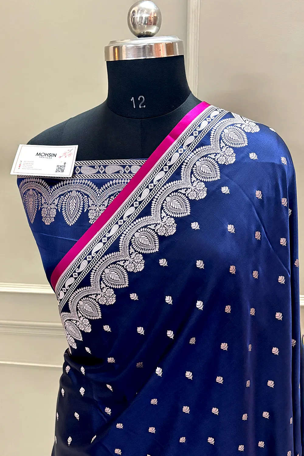 Navy Blue Jadi Buti Katan Silk Banarasi Saree