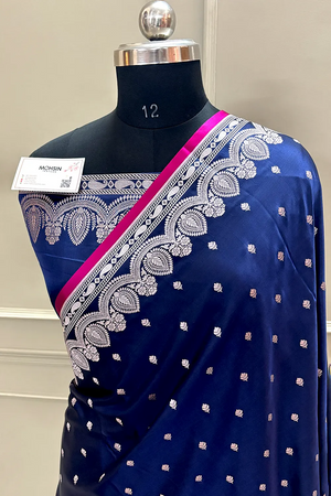 Navy Blue Jadi Buti Katan Silk Banarasi Saree