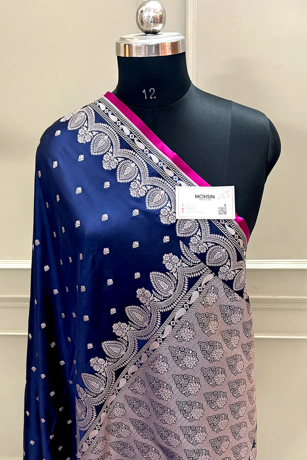 Navy Blue Jadi Buti Katan Silk Banarasi Saree