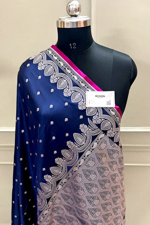 Navy Blue Jadi Buti Katan Silk Banarasi Saree