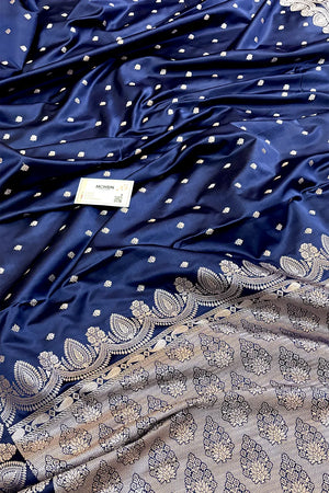 Navy Blue Jadi Buti Katan Silk Banarasi Saree