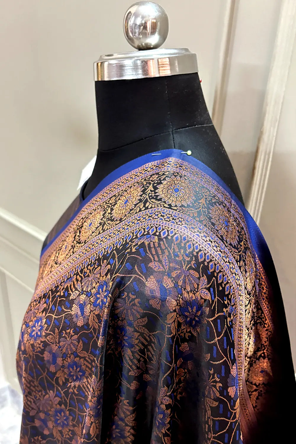 Navy Blue Jamdani Banarasi Silk Saree