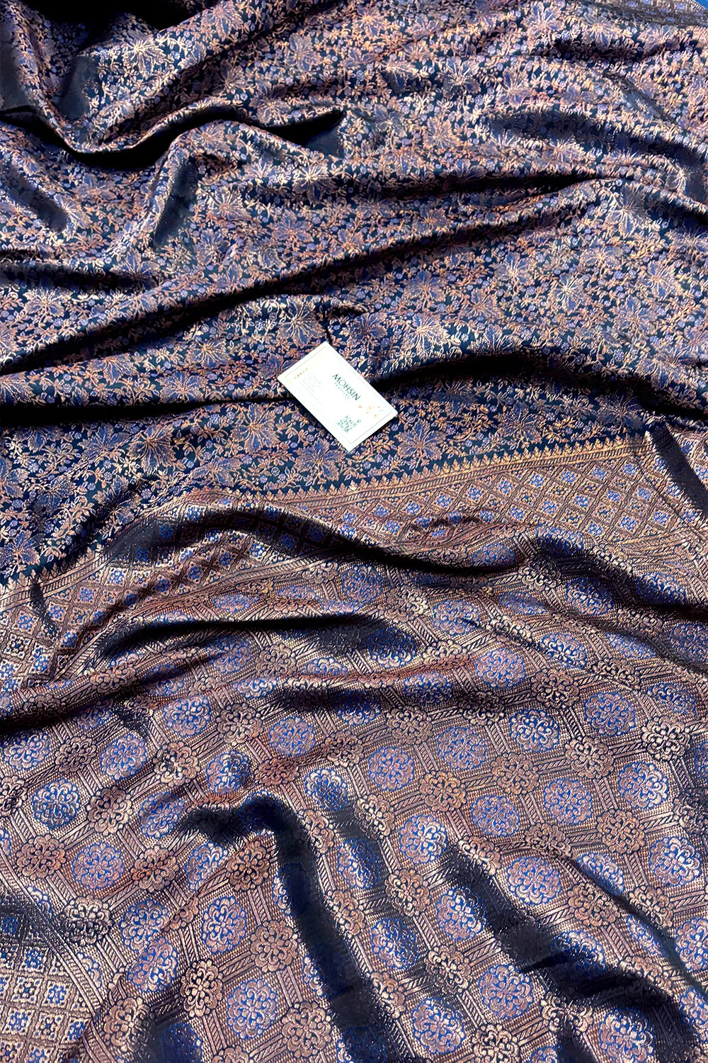 Navy Blue Pashmina Banarasi Silk Saree