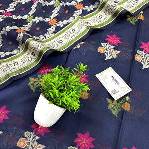 Navy Blue Resham Banarasi Silk Suit