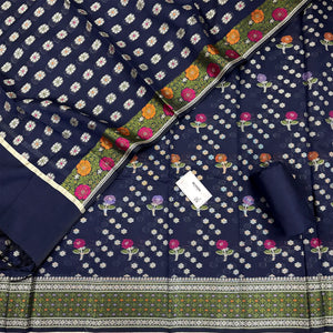 Navy Blue Resham Banarasi Silk Suit