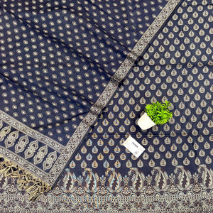 Navy Blue Surahi Buti Cotton Silk Banarasi Suit 