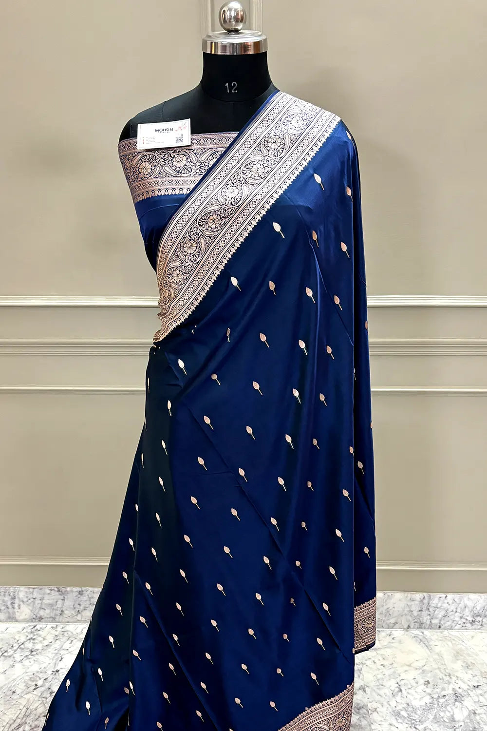 Navy Blue Tilak Buti Katan Silk Banarasi Saree