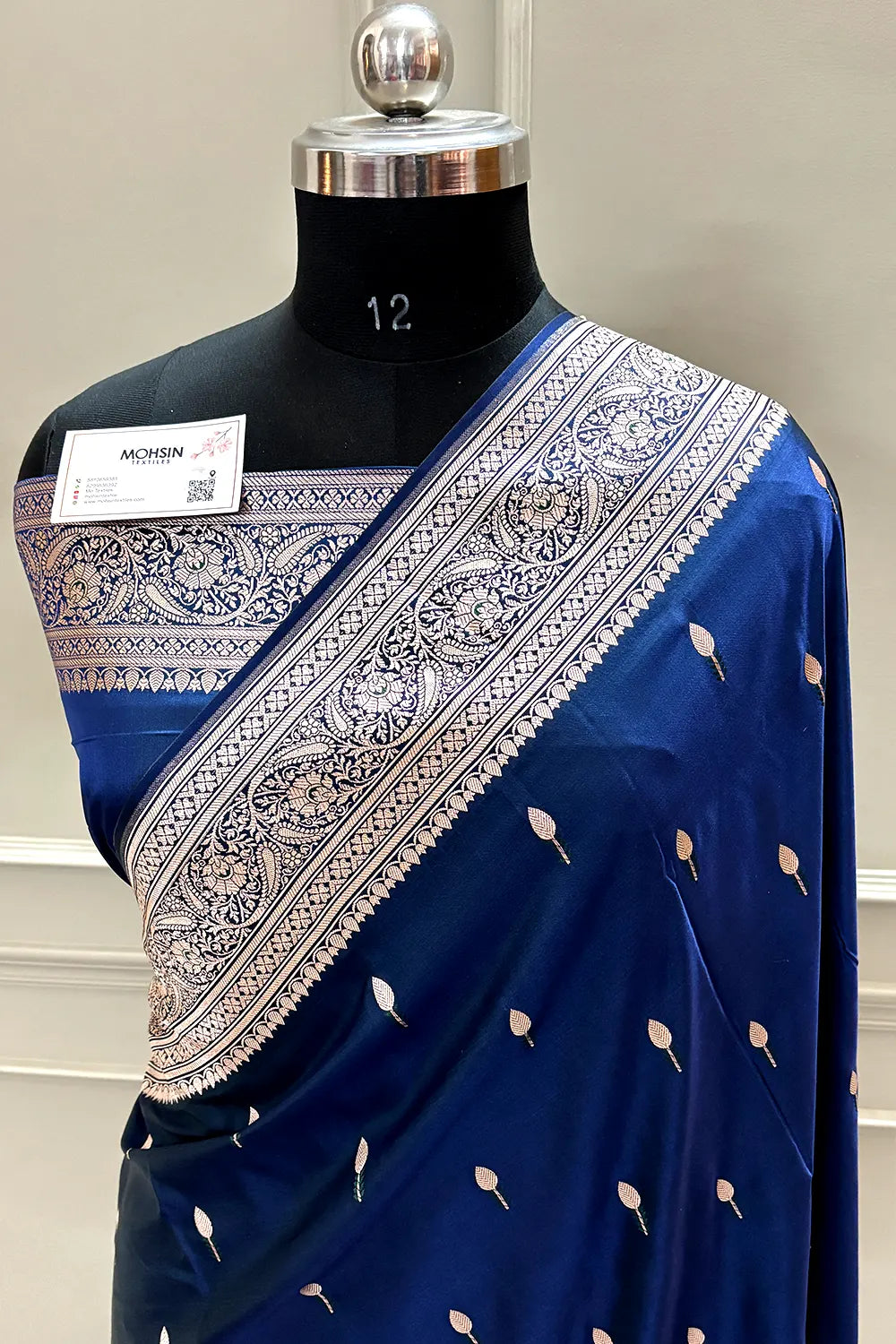 Navy Blue Tilak Buti Katan Silk Banarasi Saree