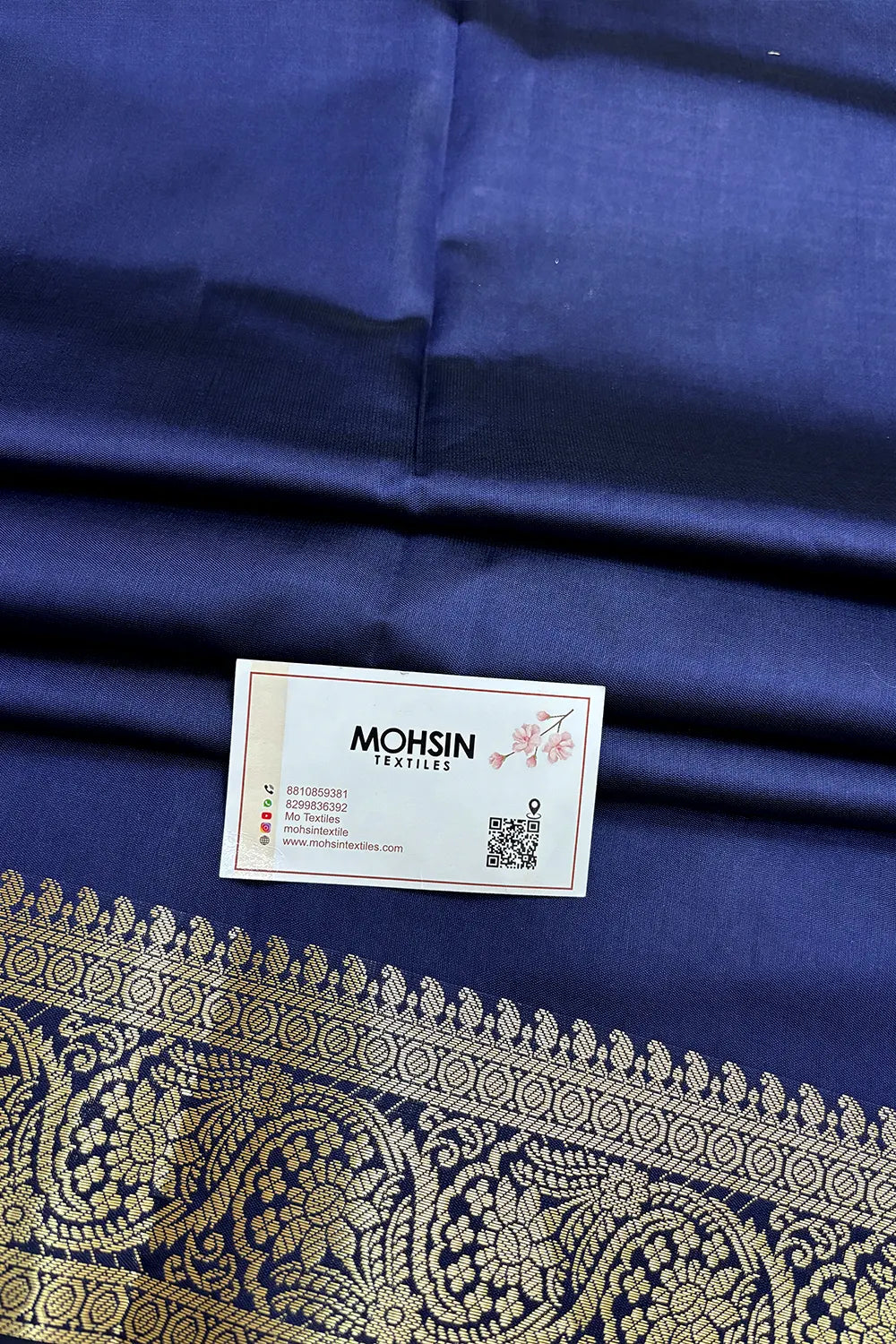 Navy Blue Tilismi Kalli Semi Katan Silk Banarasi Saree