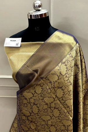 Navy Blue Tissue Silk Banarasi Saree