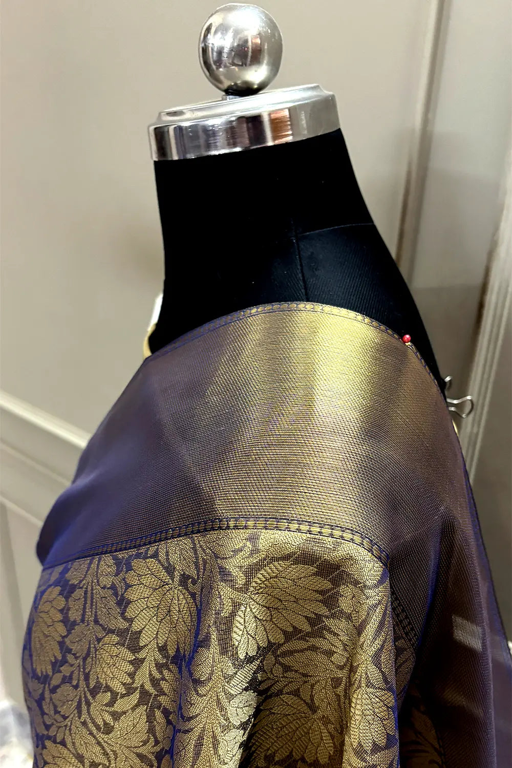 Navy Blue Tissue Silk Banarasi Saree