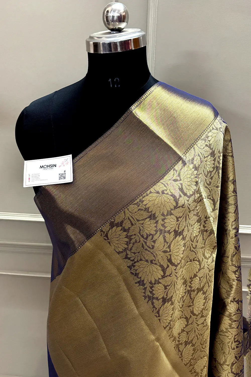 Navy Blue Tissue Silk Banarasi Saree