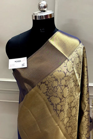 Navy Blue Tissue Silk Banarasi Saree