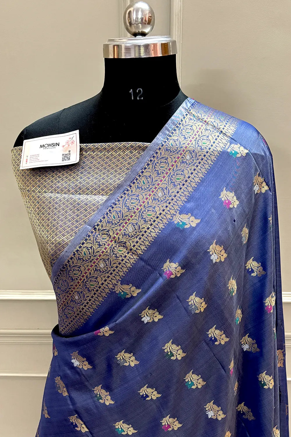 Navy Blue Zari Banarasi Silk Saree