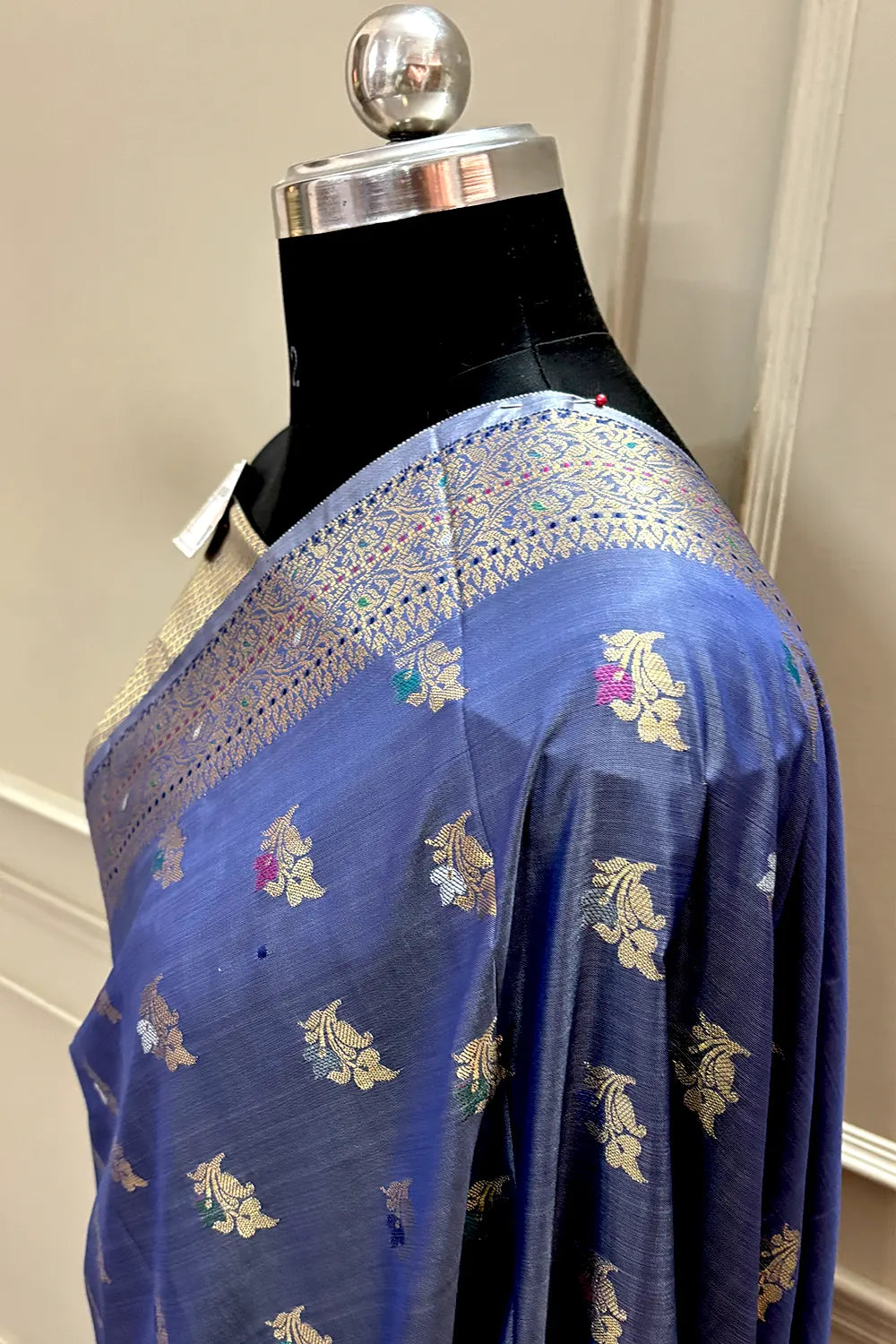 Navy Blue Zari Banarasi Silk Saree