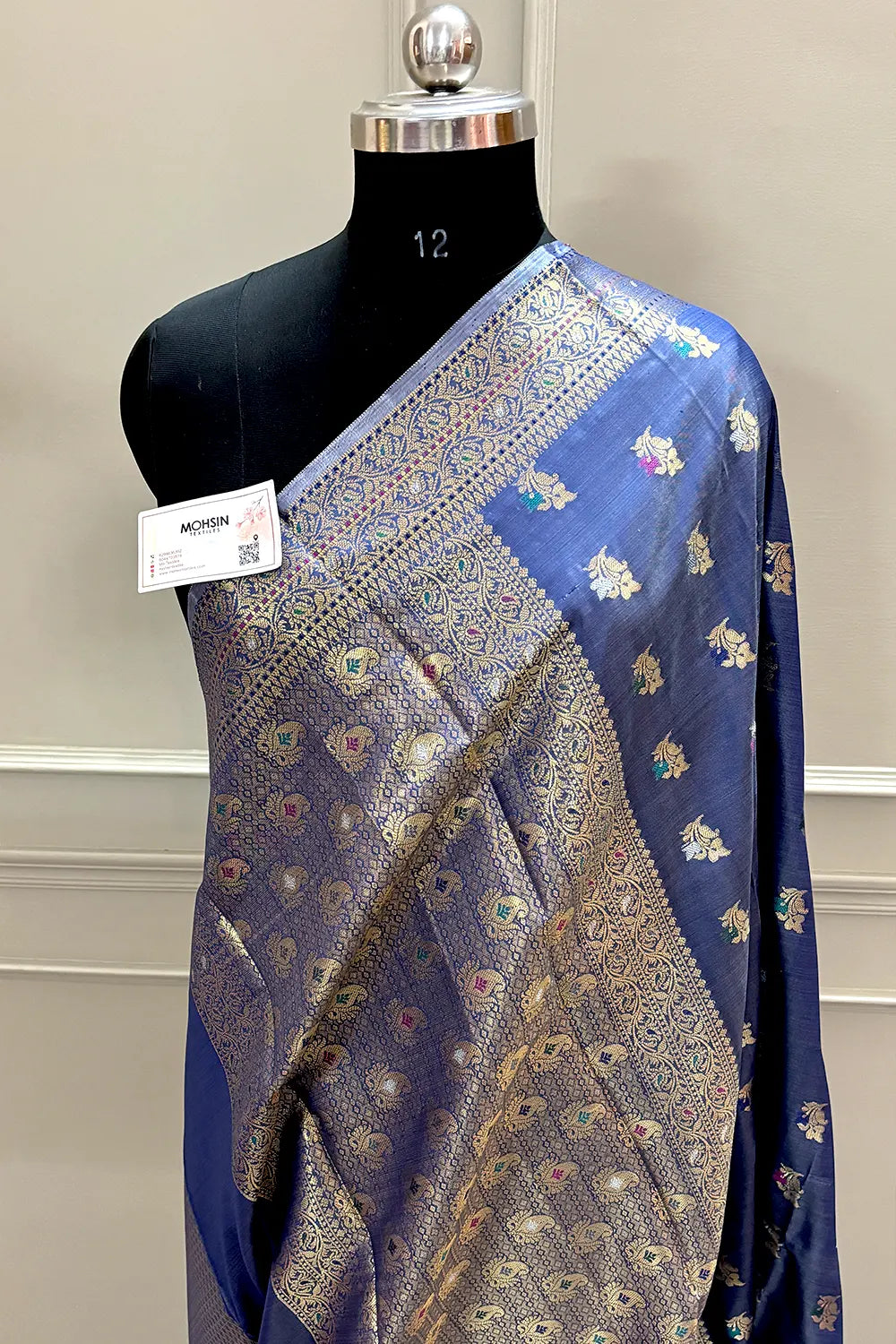 Navy Blue Zari Banarasi Silk Saree