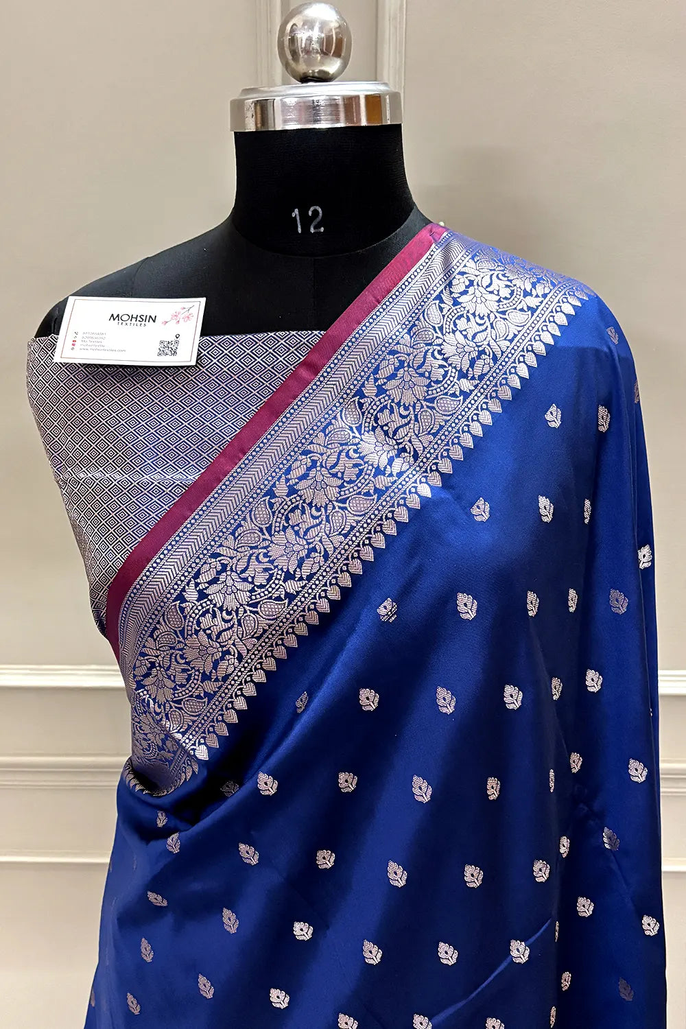 Navy Blue Zari Banarasi Silk Saree