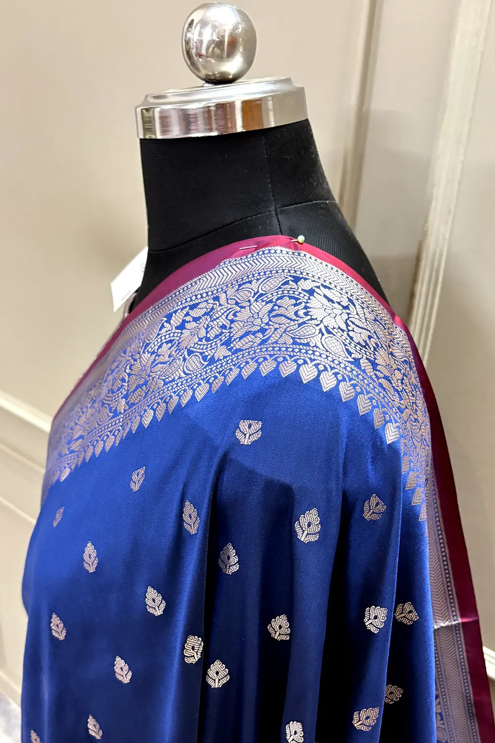 Navy Blue Zari Banarasi Silk Saree