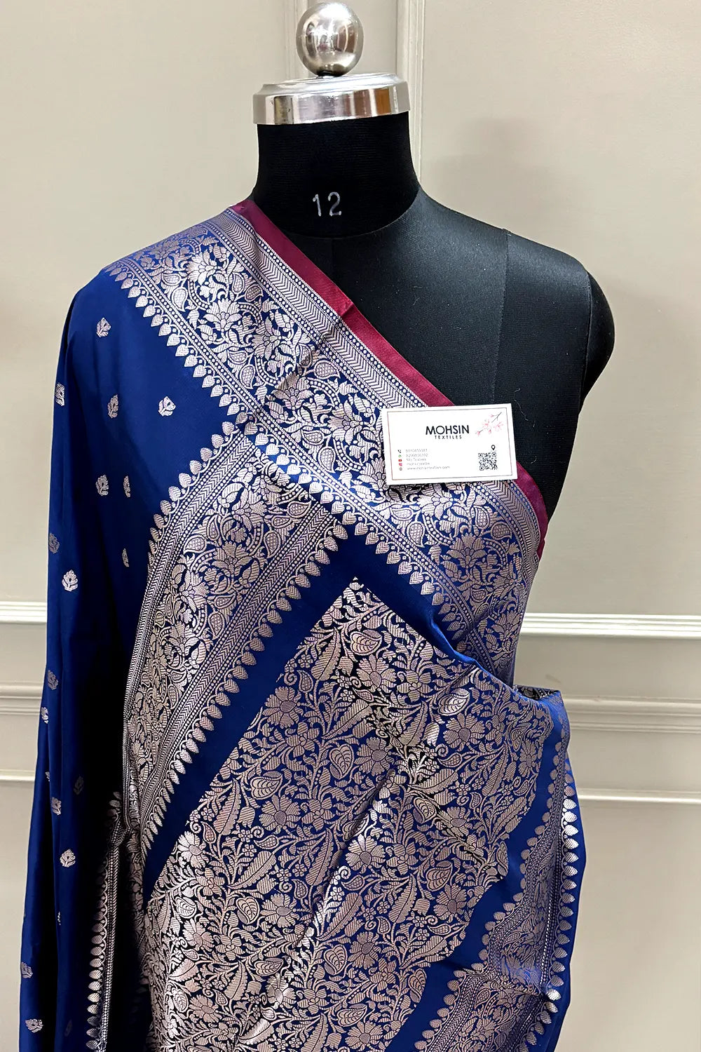 Navy Blue Zari Banarasi Silk Saree