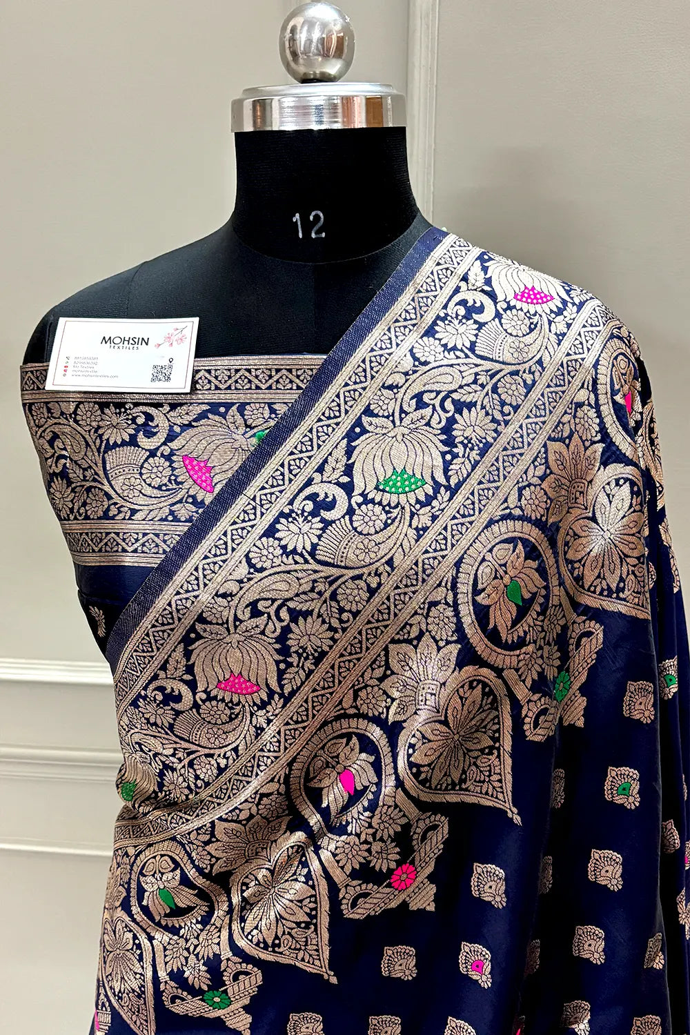 Navy Blue Zari Banarasi Silk Saree