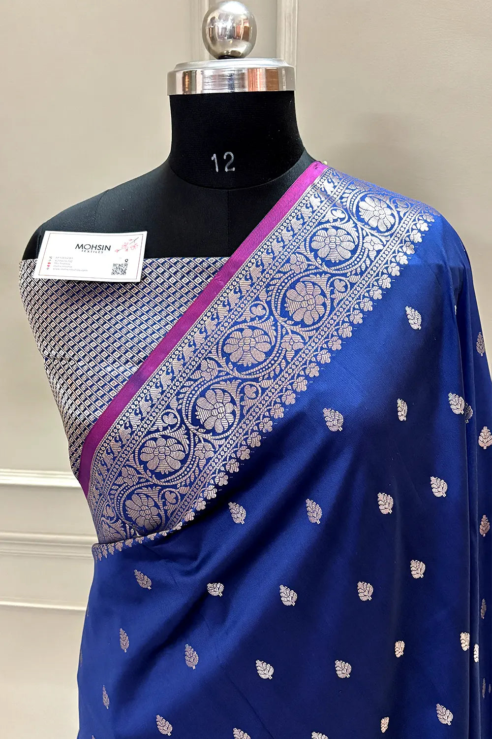 Navy Blue Zari Banarasi Silk Saree